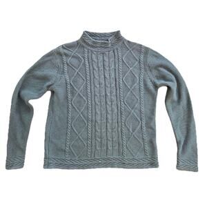 Fred Thomas Cable Knit Sweater Ramie Cotton chunky knit Green Top Small A001053